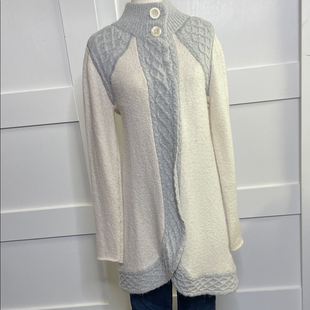 Prana Gray and Cream Long Cardigan Sz S